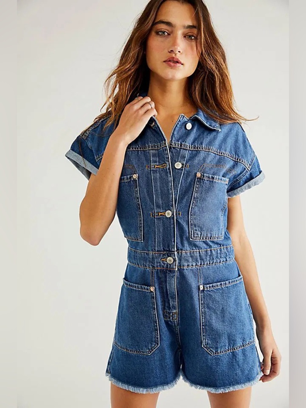 Free People Jumpsuit Denim Romper